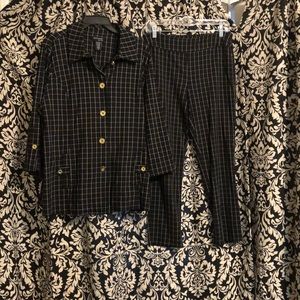 Classic Black & White Pants Suit. Size XL